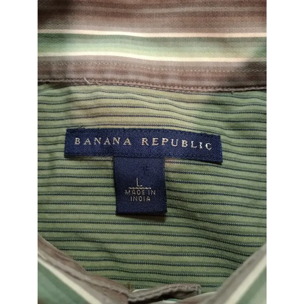 Banana Republic Shirt Mens Large‎ Striped Button Up Long Sleeve Casual Workwear